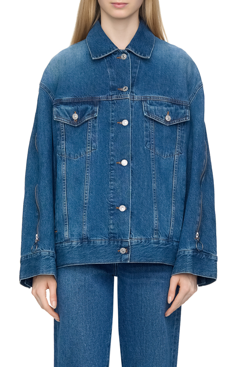 Женский 7 for all Mankind Куртка джинсовая из хлопка (цвет ), артикул JSCK066ZTO | Фото 4