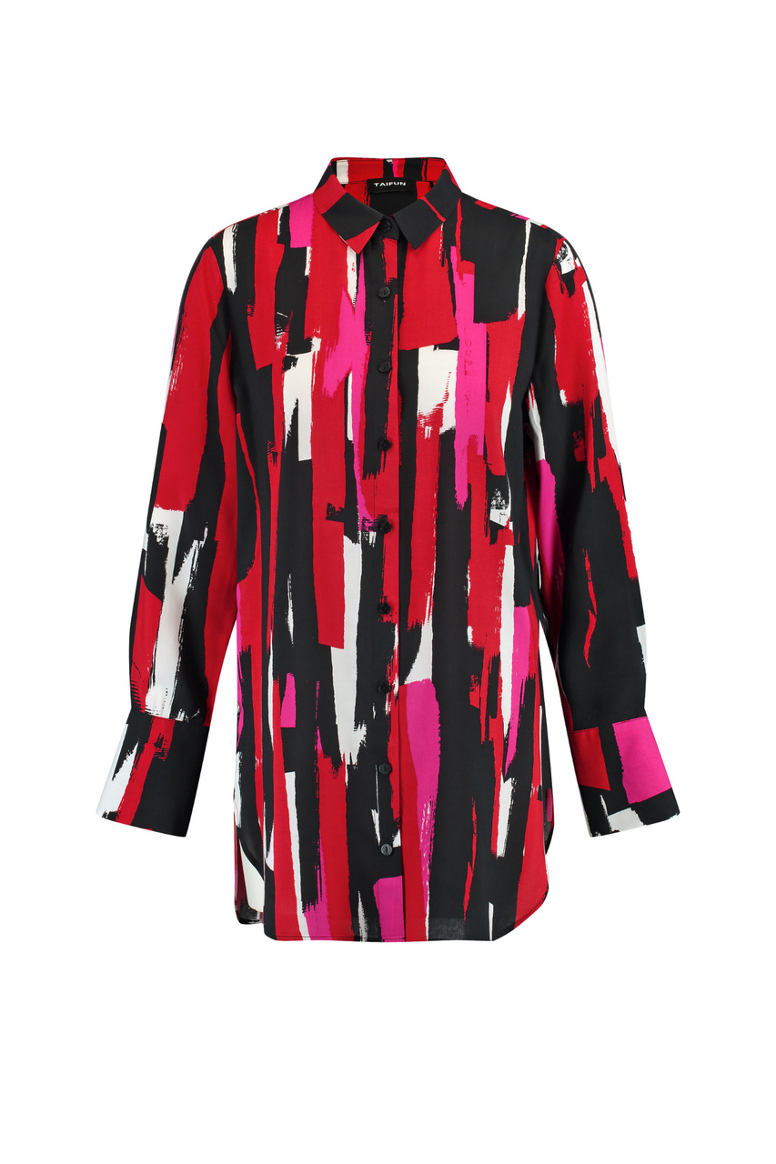 Блузка из вискозы с принтом|Основной цвет:Разноцветный|Артикул:860014-11212 | Фото 1