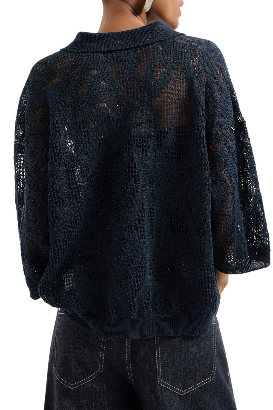 Женский Brunello Cucinelli Джемпер-поло изо льна и хлопка (цвет ), артикул MDT771005 | Фото 4