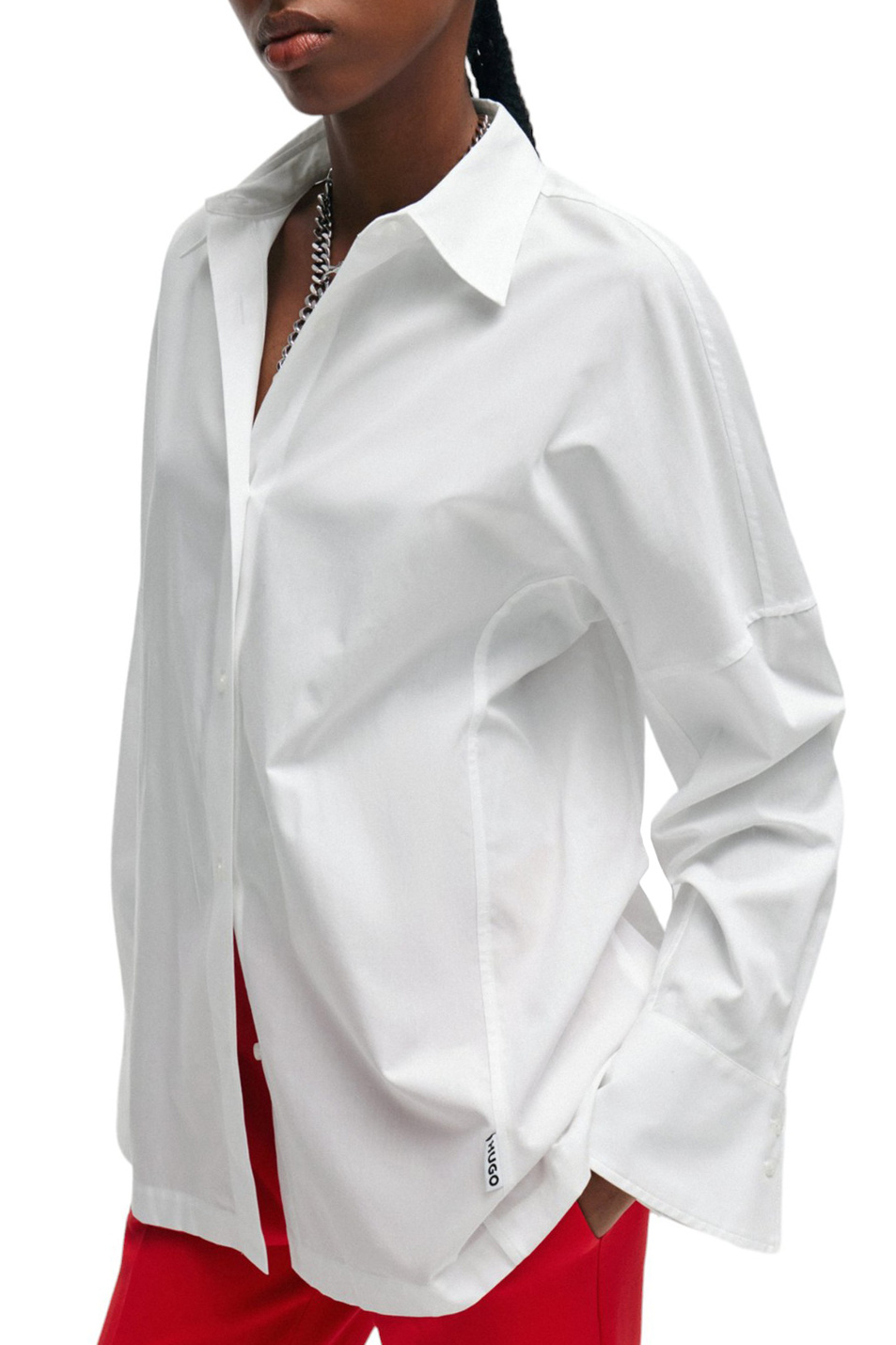 Женский HUGO Рубашка  из натурального хлопка с поясом (цвет ), артикул 50506904 | Фото 4
