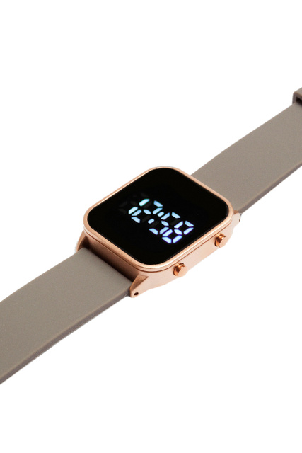 Цифровые часы с квадратным циферблатом|Основной цвет:Серый|Артикул:194557 | Фото 2