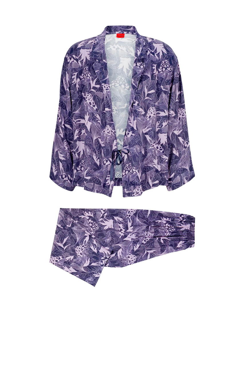 Пижама из вискозы и шелка с принтом|Основной цвет:Фиолетовый|Артикул:50495331 | Фото 1