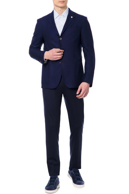 Пиджак из шерсти с добавлением шелка|Основной цвет:Синий|Артикул:89XH01-2118258 | Фото 2