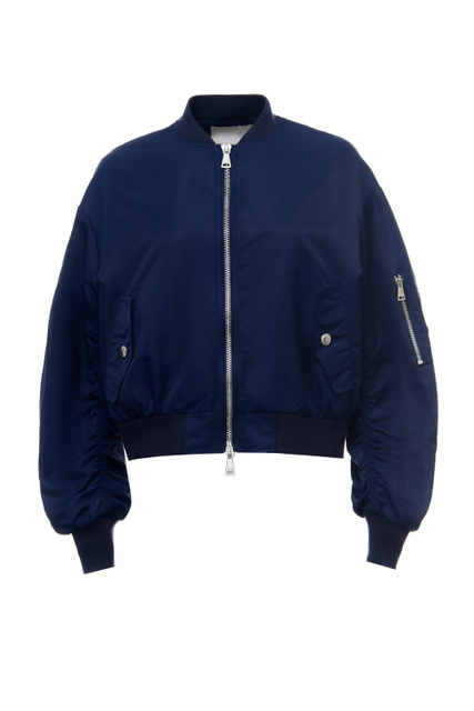 Куртка-бомбер с кружевными деталями на спинке|Основной цвет:Синий|Артикул:D42ED003EY0 | Фото 1