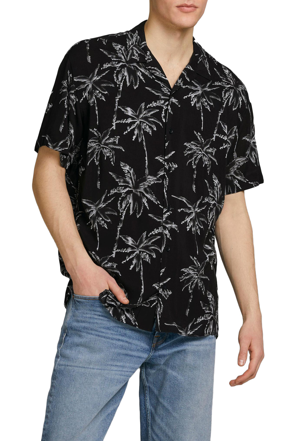 Мужской Jack & Jones Рубашка с коротким рукавом и растительным принтом (цвет ), артикул 12187990 | Фото 3