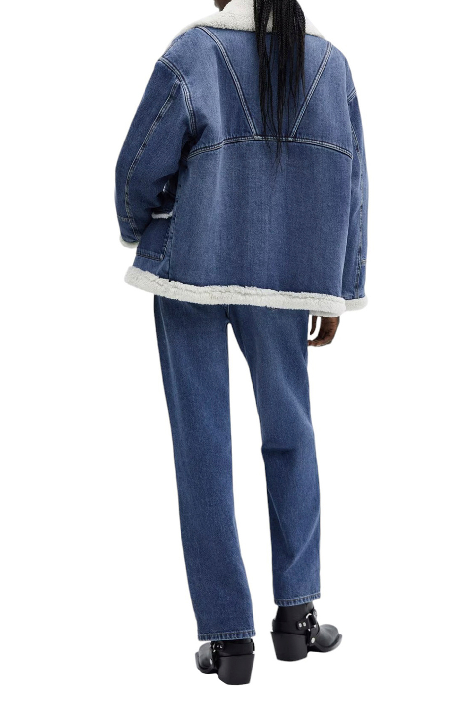 Женский Mango Куртка джинсовая PHOEBE с подкладкой из овчины (цвет ), артикул 67060434 | Фото 4