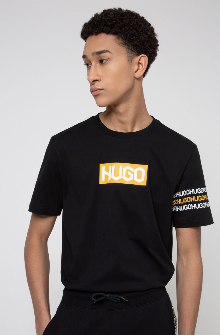 HUGO Хлопковая футболка Dake с логотипами (цвет ), артикул 50448862 | Фото 3