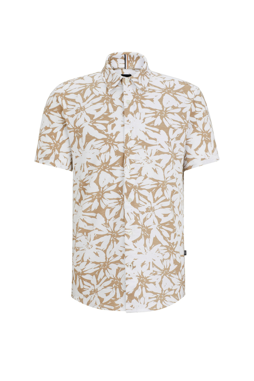 Рубашка из натурального хлопка с принтом|Основной цвет:Белый|Артикул:50513760 | Фото 1