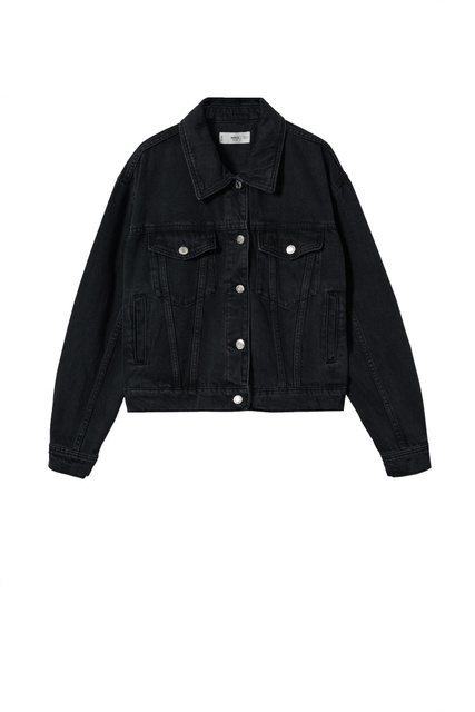 Джинсовая куртка MOM80 с карманами|Основной цвет:Черный|Артикул:27087122 | Фото 1