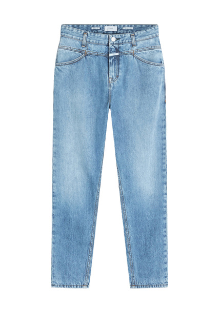 Укороченные джинсы с крестообразным карманом|Основной цвет:Синий|Артикул:C91220-15E-3H | Фото 1