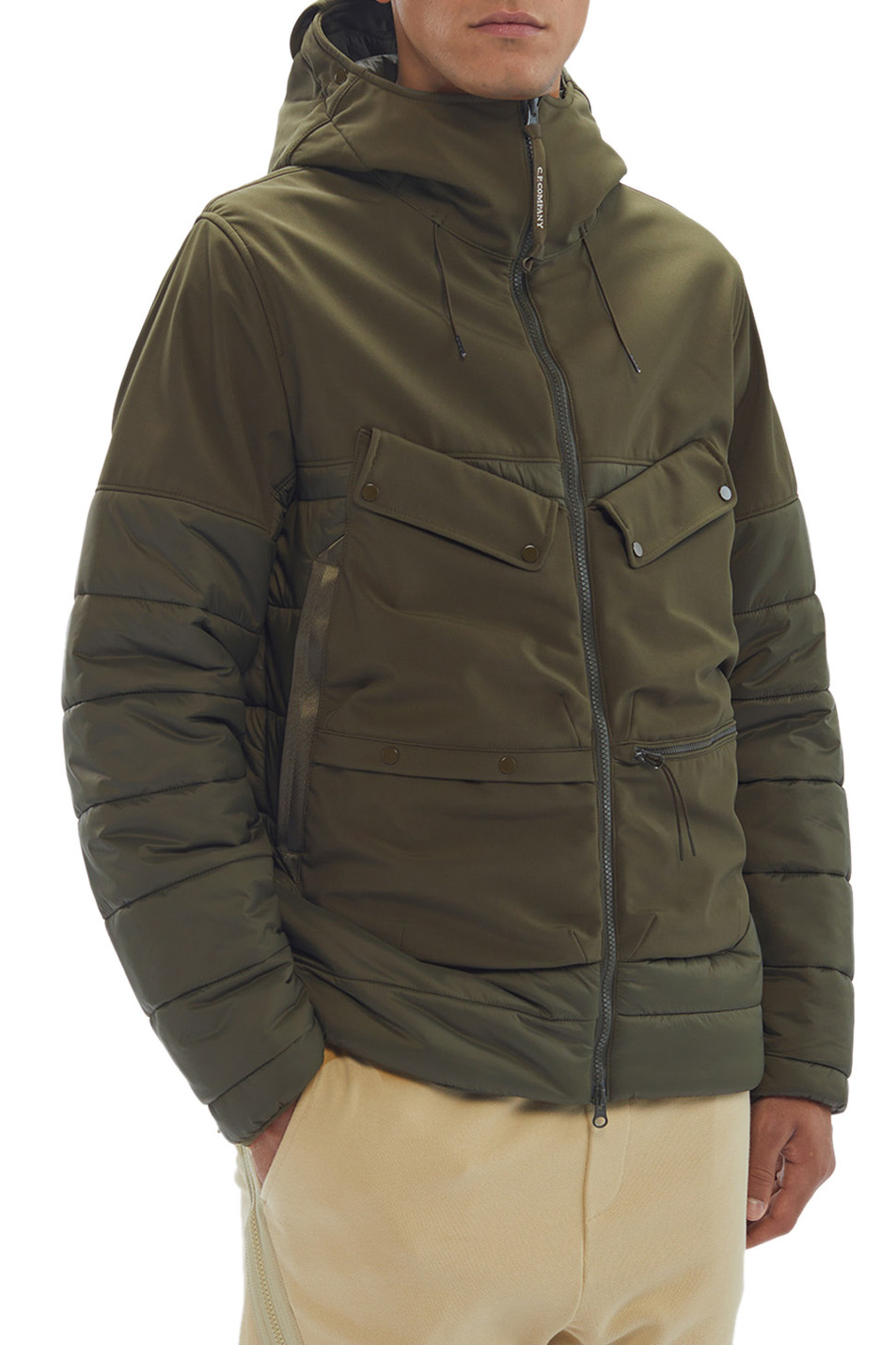 Мужской C.P. Company Куртка стеганая с фирменными линзами на капюшоне (цвет ), артикул 15CMOW014A006097M | Фото 4