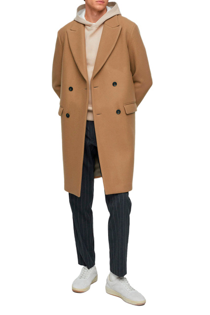 Двубортное пальто LAMA из смесовой шерсти|Основной цвет:Коричневый|Артикул:17005534 | Фото 2