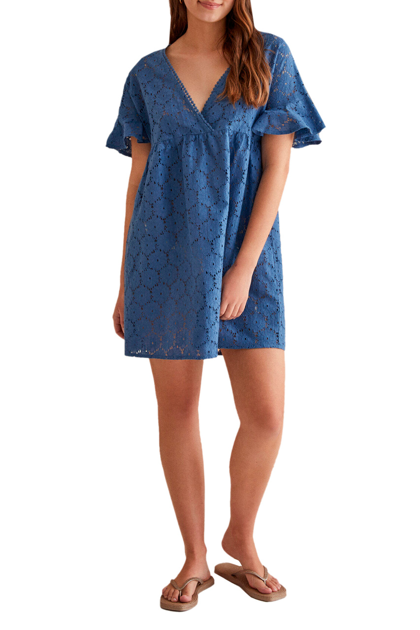 Платье из смесового хлопка|Основной цвет:Синий|Артикул:5545142 | Фото 1