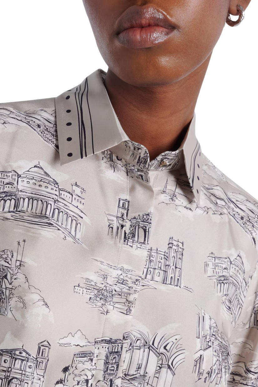 Блузка MXMFADO из шелка с принтом|Основной цвет:Бежевый Женский Max Mara Блузка MXMFADO из шелка с принтом (цвет ), артикул 2611111161 | Фото 6