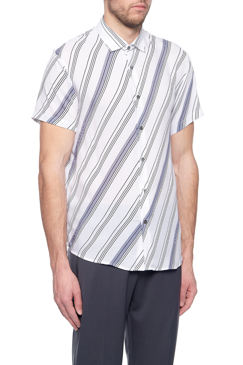 Мужской Emporio Armani Рубашка с принтом в полоску (цвет ), артикул 3K1CB9-1NYMZ | Фото 2
