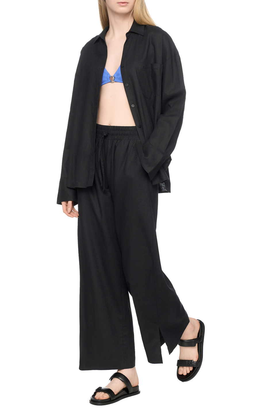 Женский Emporio Armani Брюки из льна и вискозы (цвет ), артикул EW000816-AF12201 | Фото 3