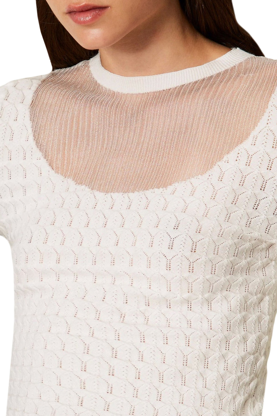 Женский TWINSET Milano Джемпер с полупрозрачной вставкой (цвет ), артикул 252AT3020 | Фото 5