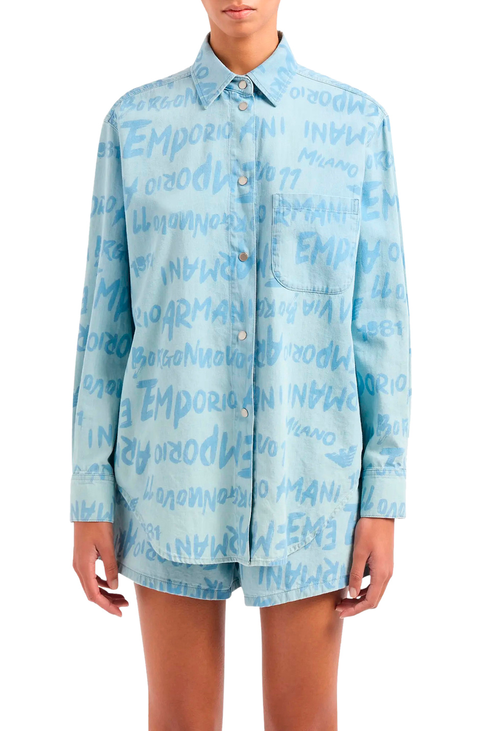 Женский Emporio Armani Рубашка джинсовая с логотипированным принтом (цвет ), артикул 3D2C69-2DV2Z | Фото 3