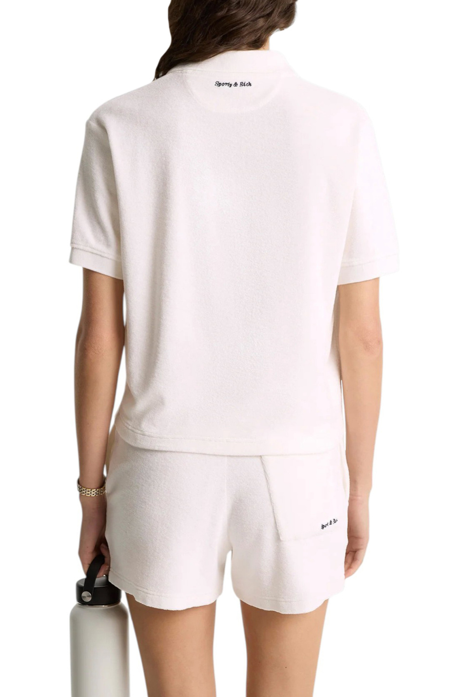 Женский Sporty & Rich Поло Eden Script Terry из махровой ткани (цвет ), артикул TO00160673WH01 | Фото 3