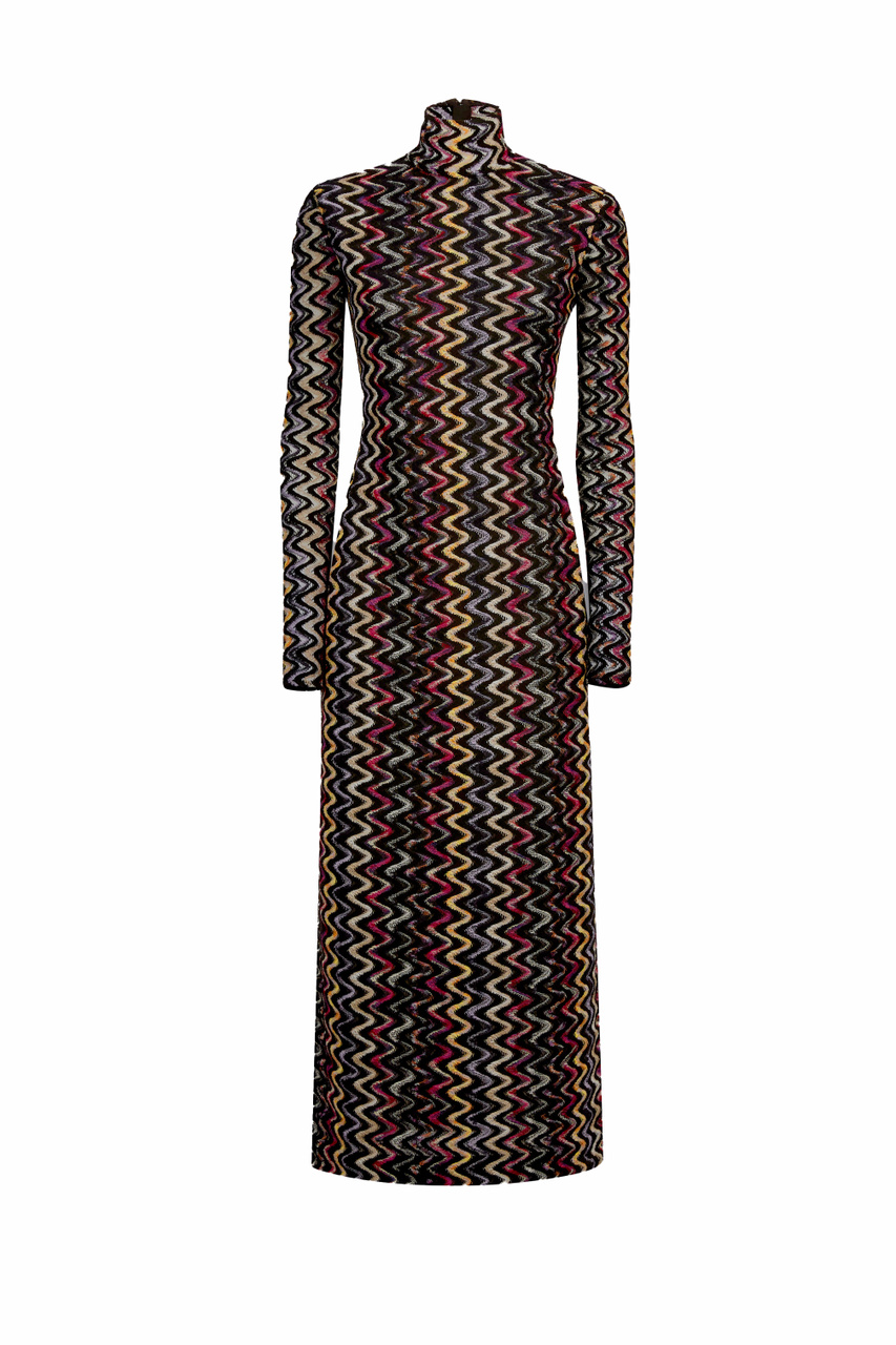 Платье из смесовой шерсти с принтом|Основной цвет:Разноцветный|Артикул:DS23WG30-BR00P3 | Фото 1