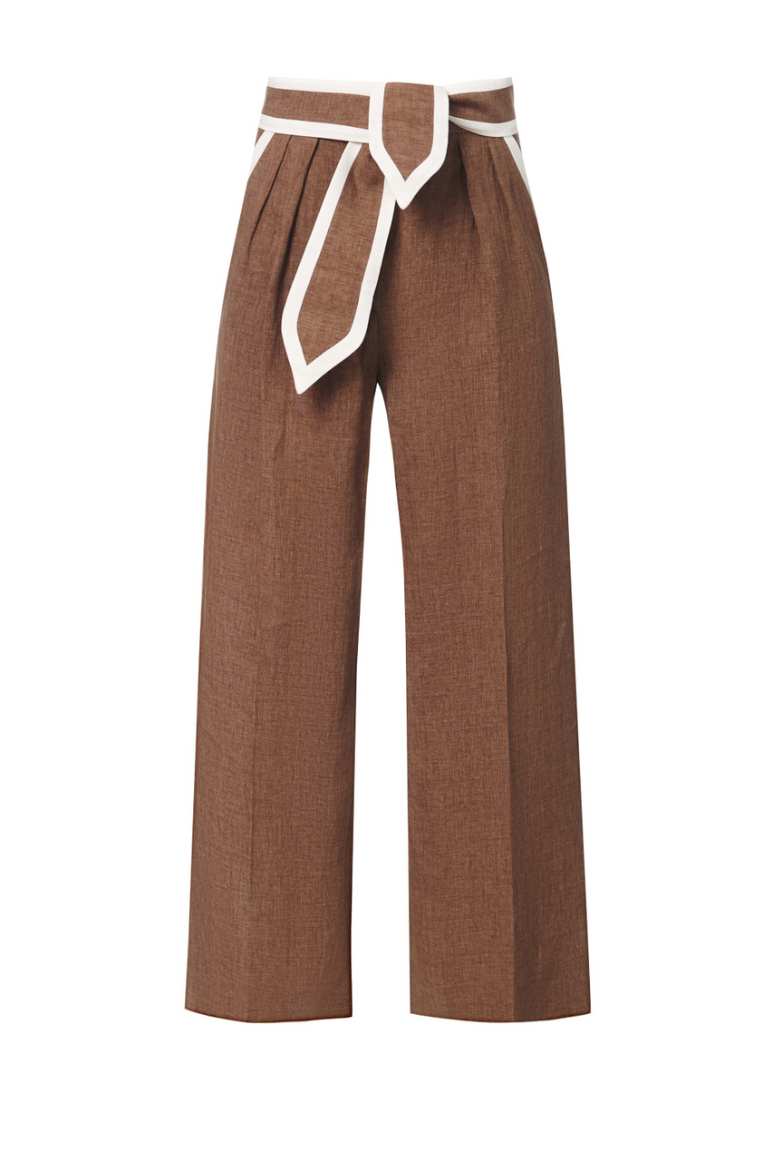 Льняные брюки ZENOBIA|Основной цвет:Коричневый|Артикул:11311122 | Фото 1