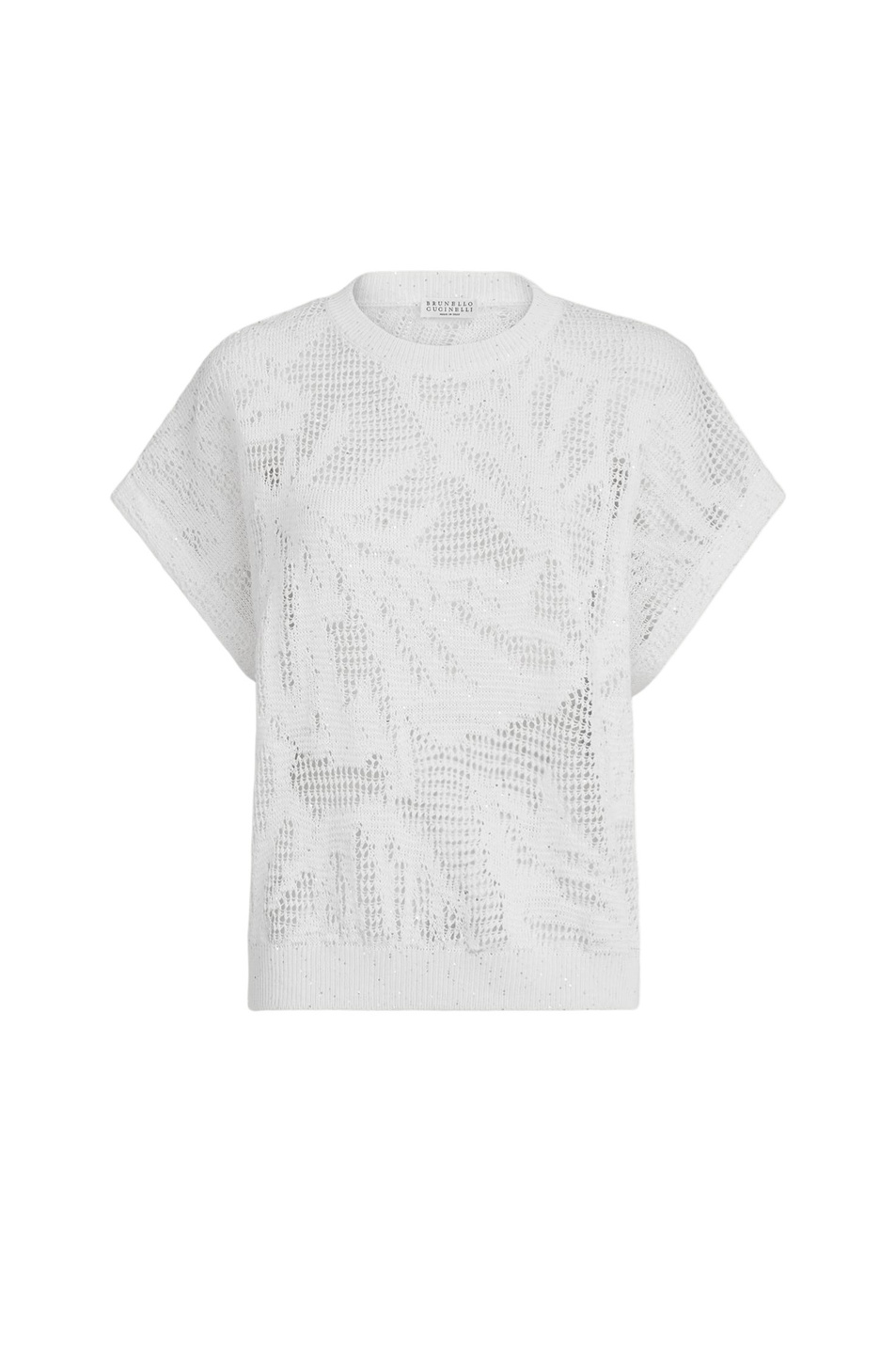 Джемпер из льна и хлопка|Основной цвет:Белый Женский Brunello Cucinelli Джемпер из льна и хлопка (цвет ), артикул MDT771010 | Фото 1