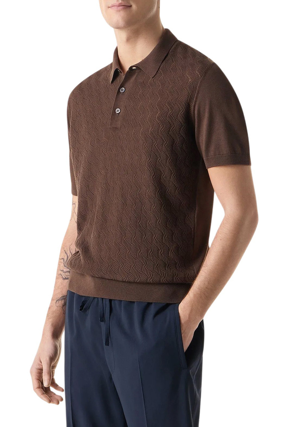 Мужской Corneliani Поло из шелка и хлопка (цвет ), артикул 27M554-2725167 | Фото 3