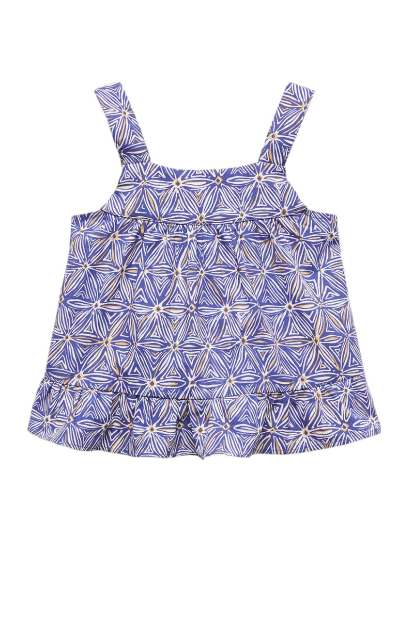 Блузка SAGARO из натурального хлопка с принтом|Основной цвет:Синий|Артикул:67036052 | Фото 1