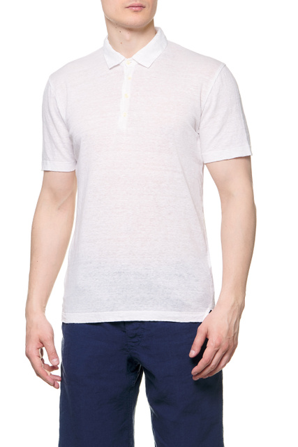 Рубашка поло из чистого льна|Основной цвет:Белый|Артикул:V0M7282000E908S00 | Фото 1