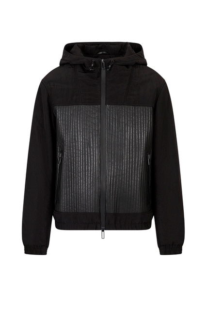 Куртка из кожи наппа с водоотталкивающими нейлоновыми вставками|Основной цвет:Черный|Артикул:D41R70-D1P70 | Фото 1
