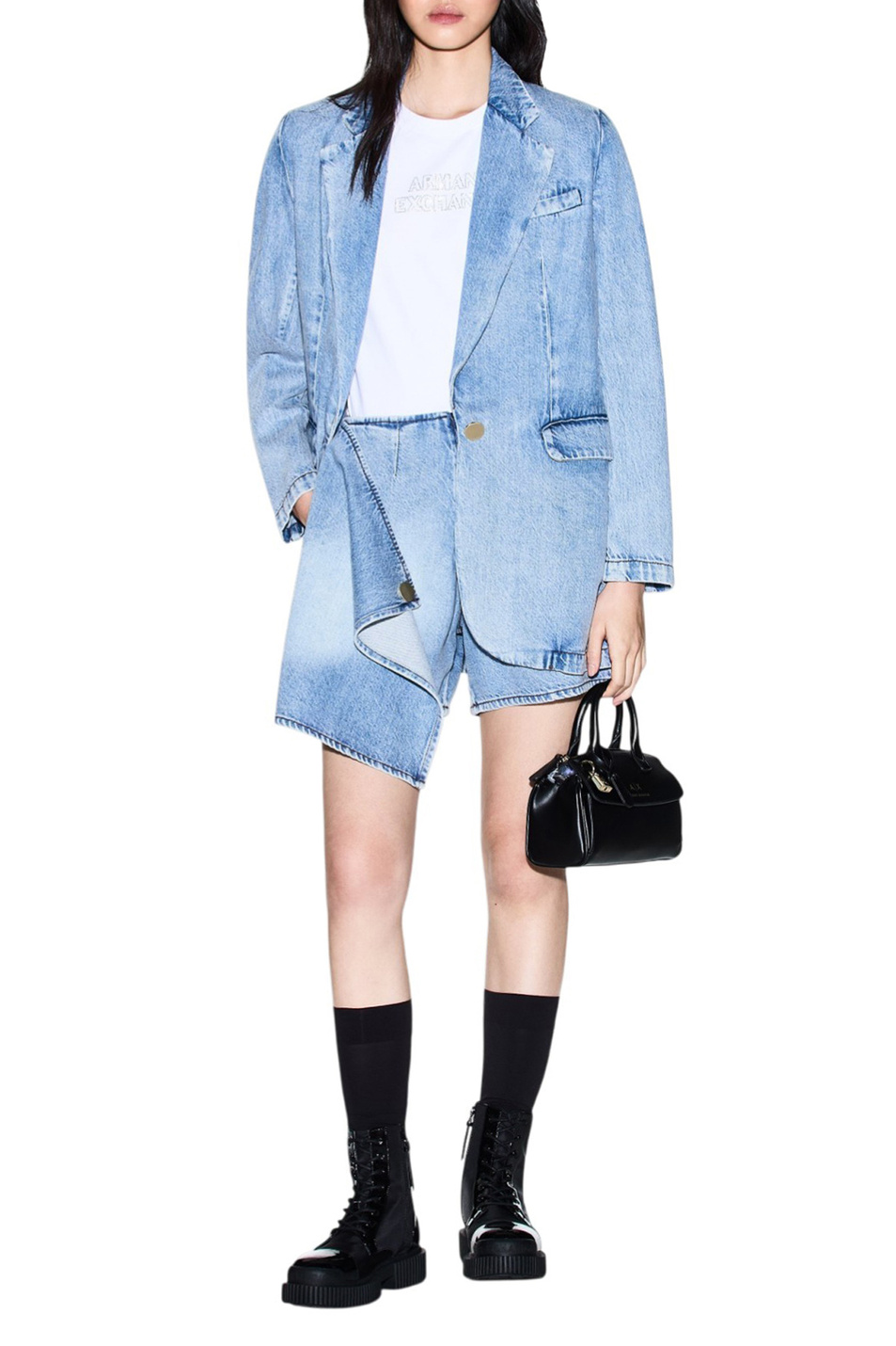 Женский Armani Exchange Шорты-юбка из денима (цвет ), артикул XW002265-AF21338 | Фото 2