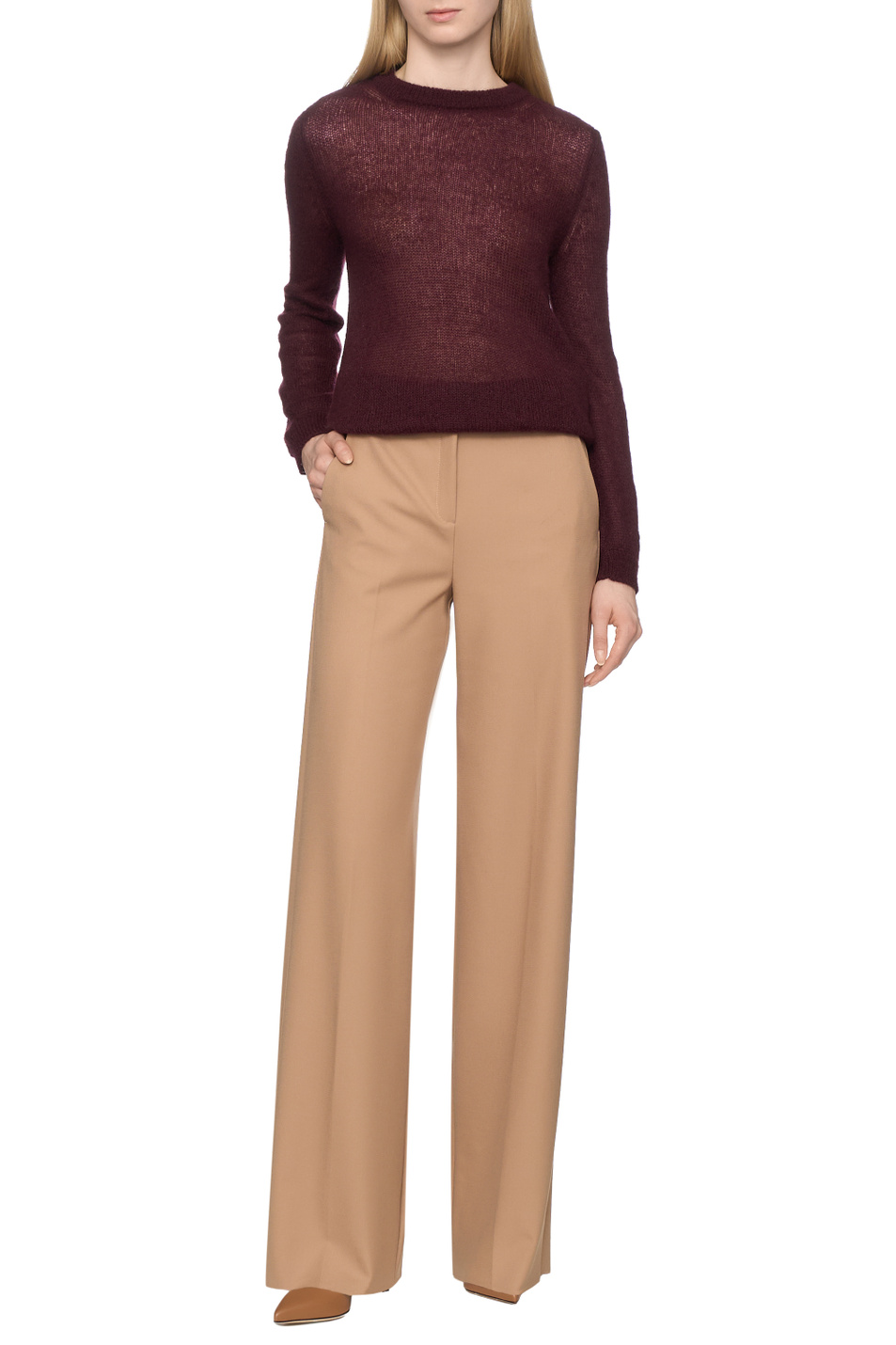 Джемпер RAMPINO однотонный|Основной цвет:Бордовый Женский iBLUES Джемпер RAMPINO однотонный (цвет ), артикул 2527366241 | Фото 3