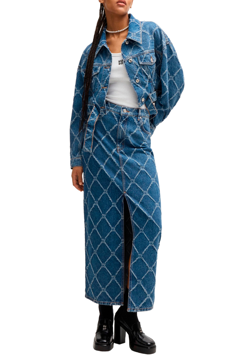 Женский HUGO Юбка джинсовая с логотипом (цвет ), артикул 50519898 | Фото 2