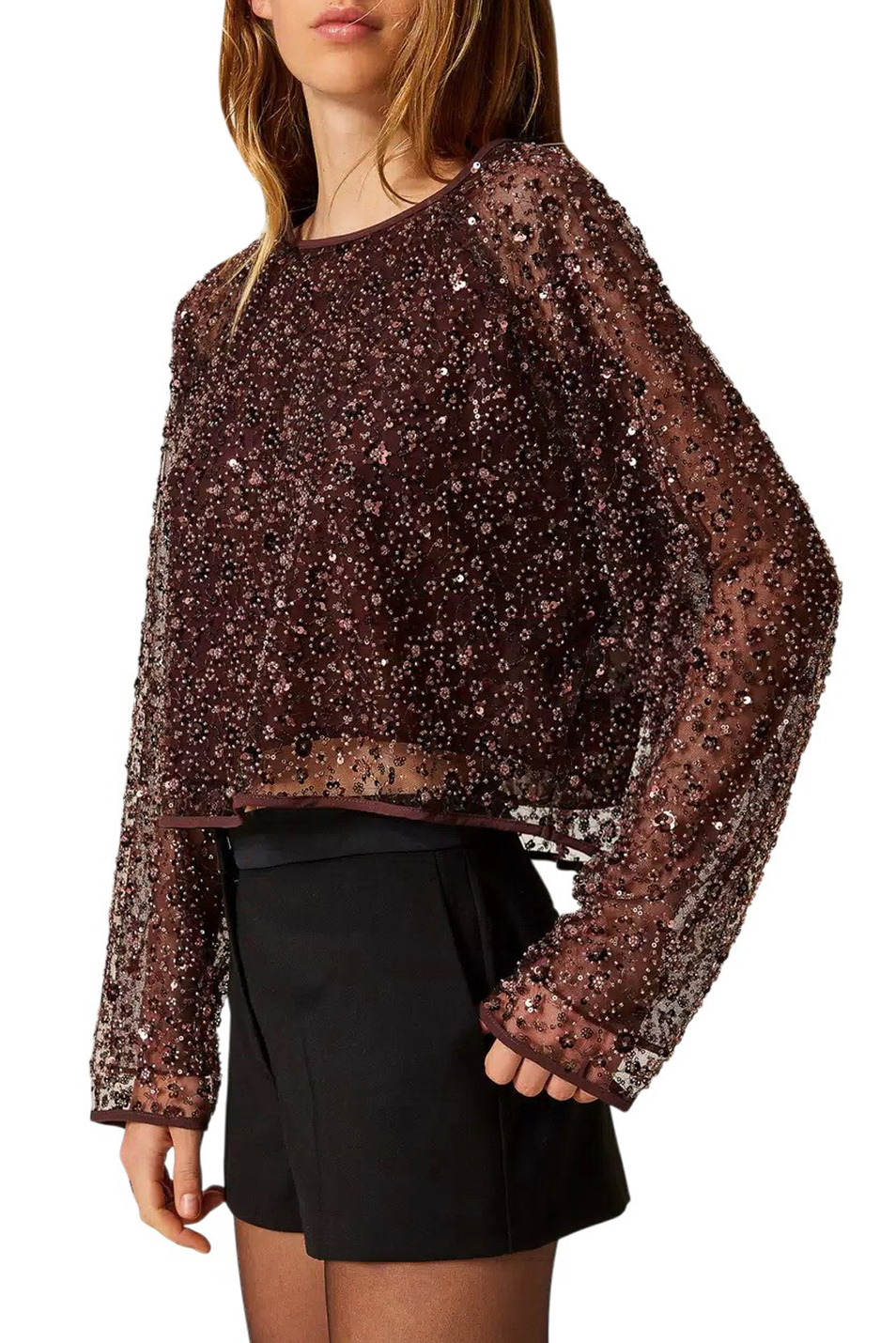 Женский TWINSET Milano Блузка с пайетками (цвет ), артикул 252AP2272 | Фото 3