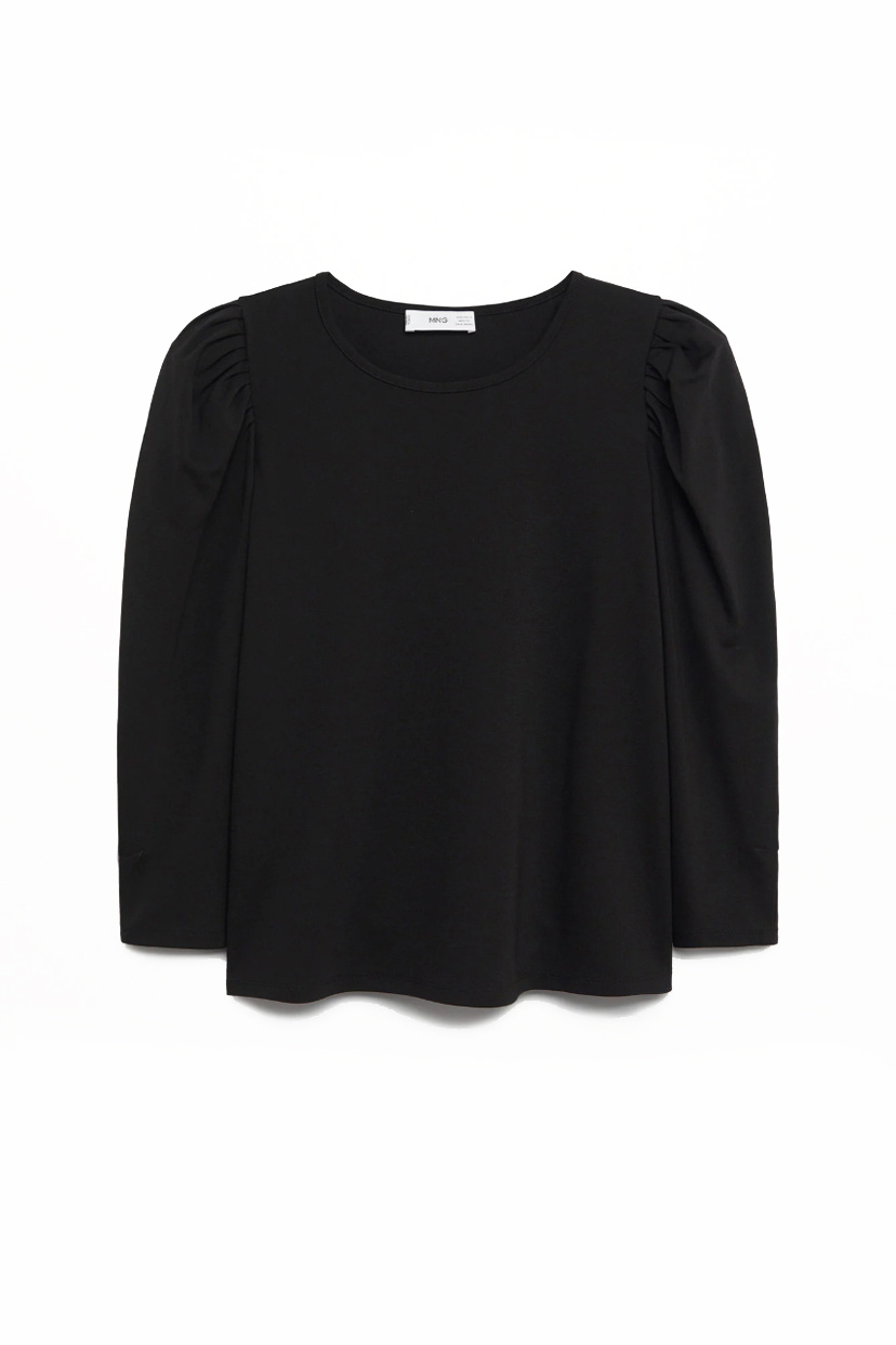 Лонгслив MARY с рукавами-фонариками|Основной цвет:Черный Женский Mango Лонгслив MARY с рукавами-фонариками (цвет ), артикул 87055690 | Фото 1