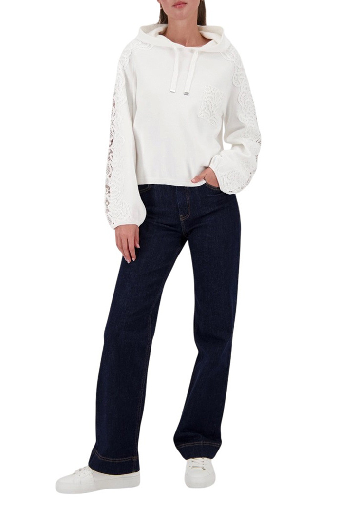 Женский Monari Худи из натурального хлопка с кружевом (цвет ), артикул 410389 | Фото 2