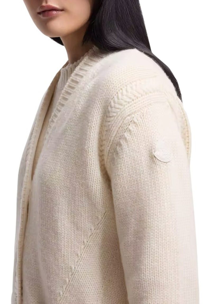 Кардиган из шерсти и кашемира|Основной цвет:Кремовый Женский Moncler Кардиган из шерсти и кашемира (цвет ), артикул K20939B00055-M4281 | Фото 5