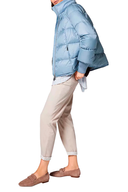 Стеганая куртка с ребристыми манжетами|Основной цвет:Голубой|Артикул:8T.108.51.X025 | Фото 2