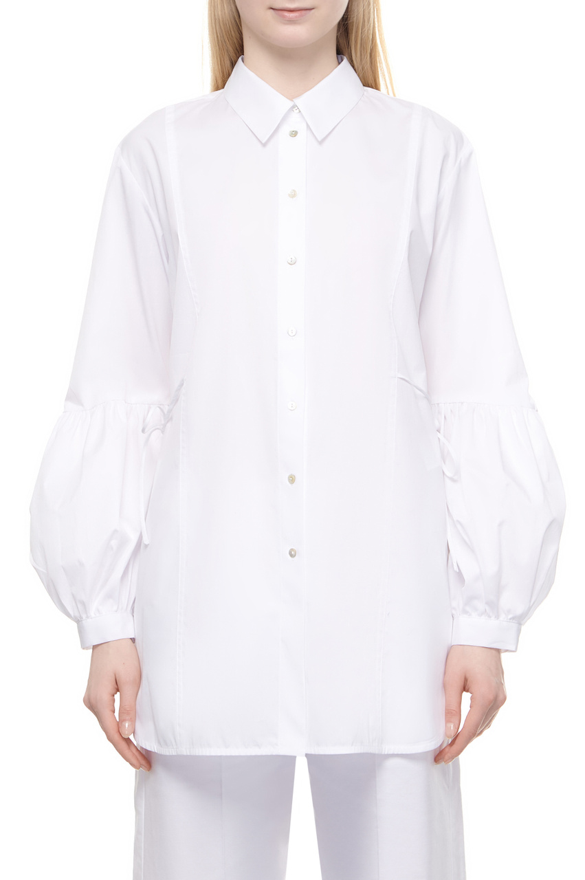Блузка RITMO из натурального хлопка с завязками|Основной цвет:Белый|Артикул:2417191011 | Фото 1