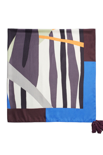 Квадратный шейный платок с принтом|Основной цвет:Синий|Артикул:193178 | Фото 1
