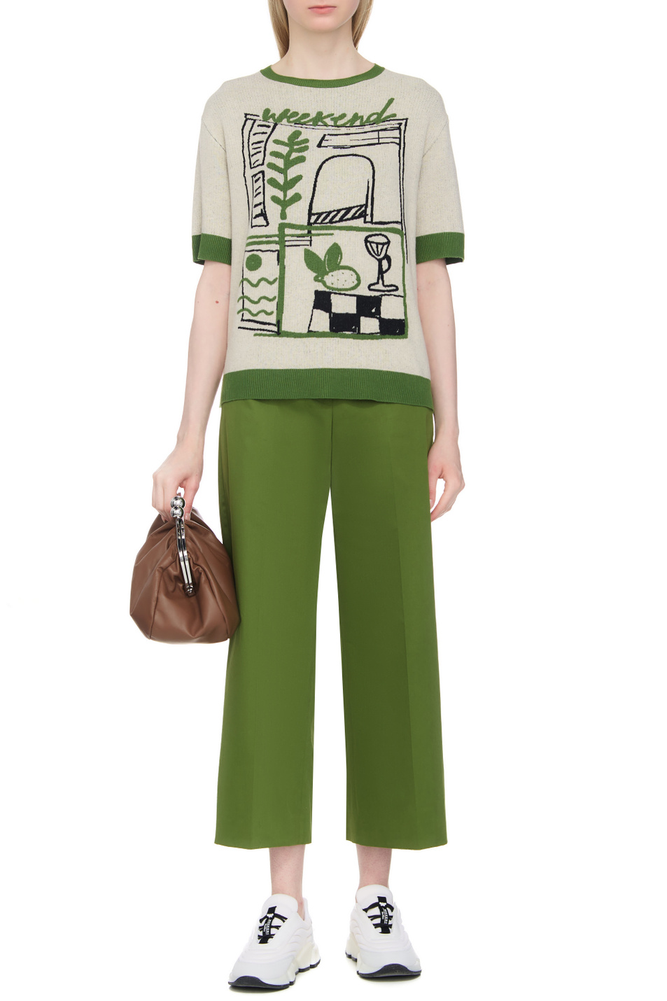Женский Weekend Max Mara Брюки URIAL из эластичного хлопка (цвет ), артикул 2351360139 | Фото 2