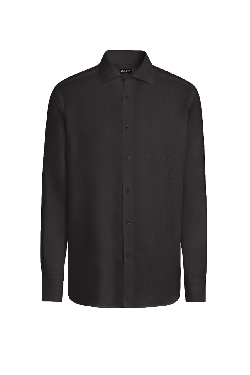 Рубашка из хлопка с добавлением кашемира|Основной цвет:Черный|Артикул:E7X44-SRF5-490 | Фото 1