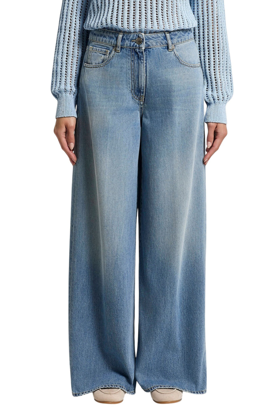 Джинсы из хлопка|Основной цвет:Голубой Женский Peserico Джинсы из хлопка (цвет ), артикул A04114L89Q-04946 | Фото 4