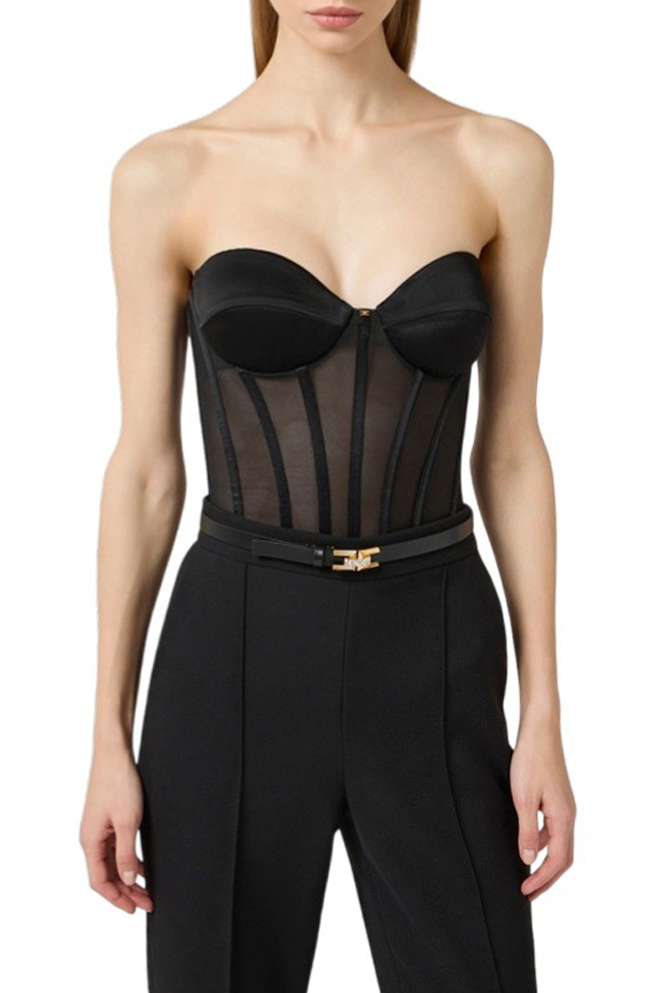 Женский Elisabetta Franchi Топ-бюстье с прозрачными вставками (цвет ), артикул TO05162E2 | Фото 3