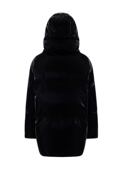 Куртка с глянцевым эффектом и объемным капюшоном на кулиске|Основной цвет:Черный|Артикул:PI001598D12472 | Фото 2