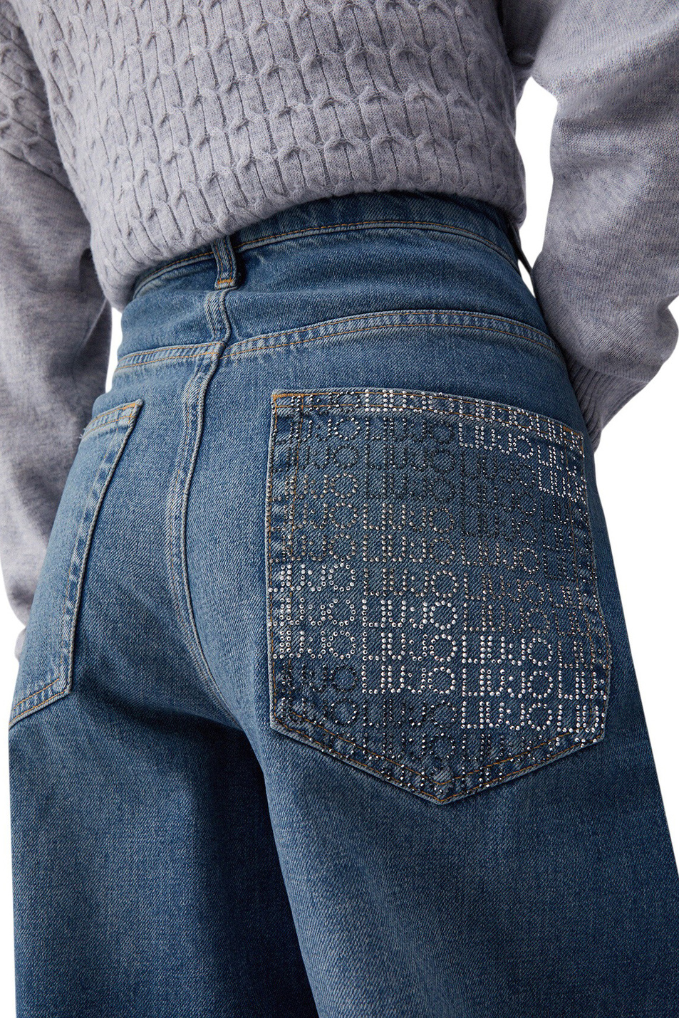 Джинсы со стразами|Основной цвет:Синий Женский Liu Jo Джинсы со стразами (цвет ), артикул UA6111D4854 | Фото 5