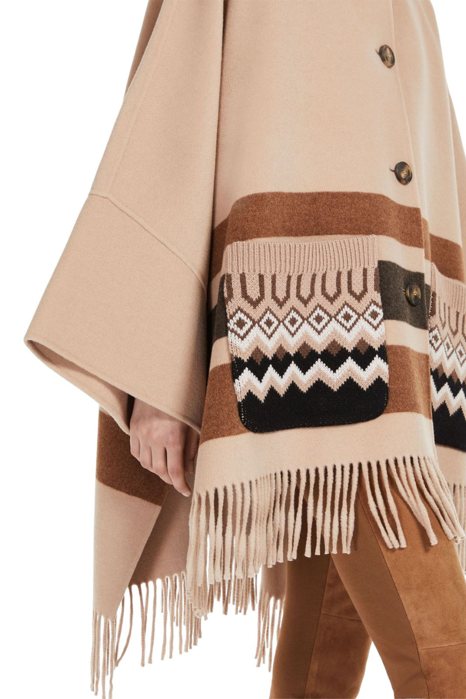 Женский Weekend Max Mara Пончо XIRIA из смесовой шерсти с бахромой (цвет ), артикул 2350860233 | Фото 5