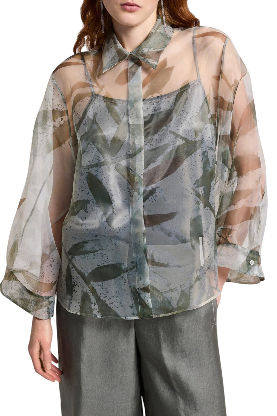 Женский Peserico Блузка из органзы с принтом (цвет ), артикул E06464D-04738 | Фото 5