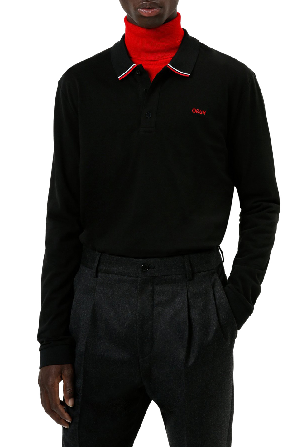 HUGO Рубашка поло из натурального хлопка с длинными рукавами (цвет ), артикул 50447957 | Фото 3