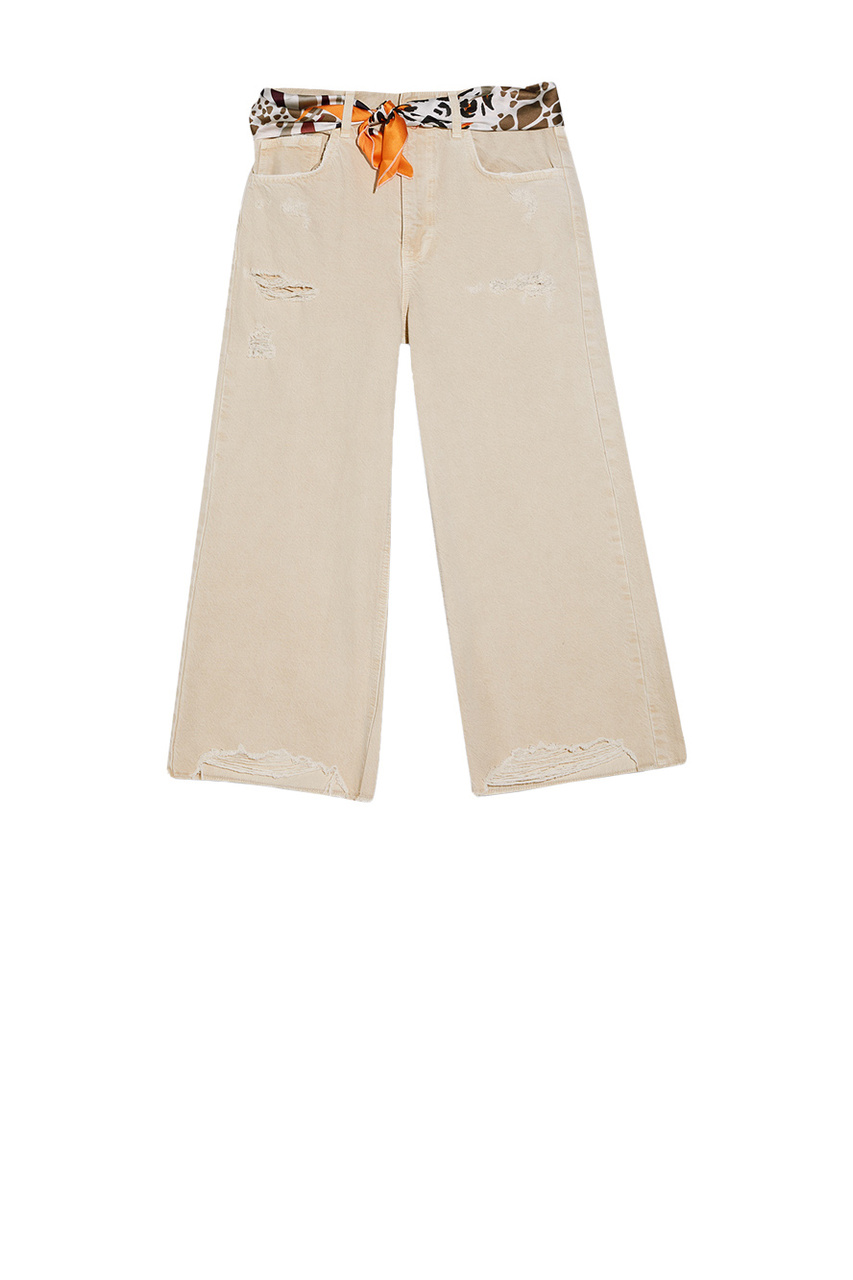 Расклешенные джинсы|Основной цвет:Кремовый|Артикул:WA2358T3049 | Фото 1